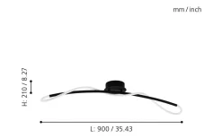 Egidonella Plafond 90cm LED 3000K 20W Svart