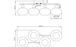 Aneta Elba Plafond 60cm Krom/Opalvit IP44* Badrumslampor Tak|Plafonder