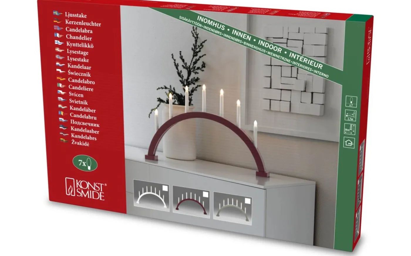 Eliza Adventsljusstake 7L 39cm Grå/Grön