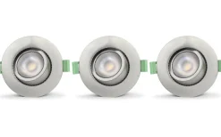 Llitt Ellen 230V Spotlight Dim to Warm 2200-2700K 6W Borstad Stål 3-pack IP65* Infällda Spotlights Utomhus|230V Led Spotlights