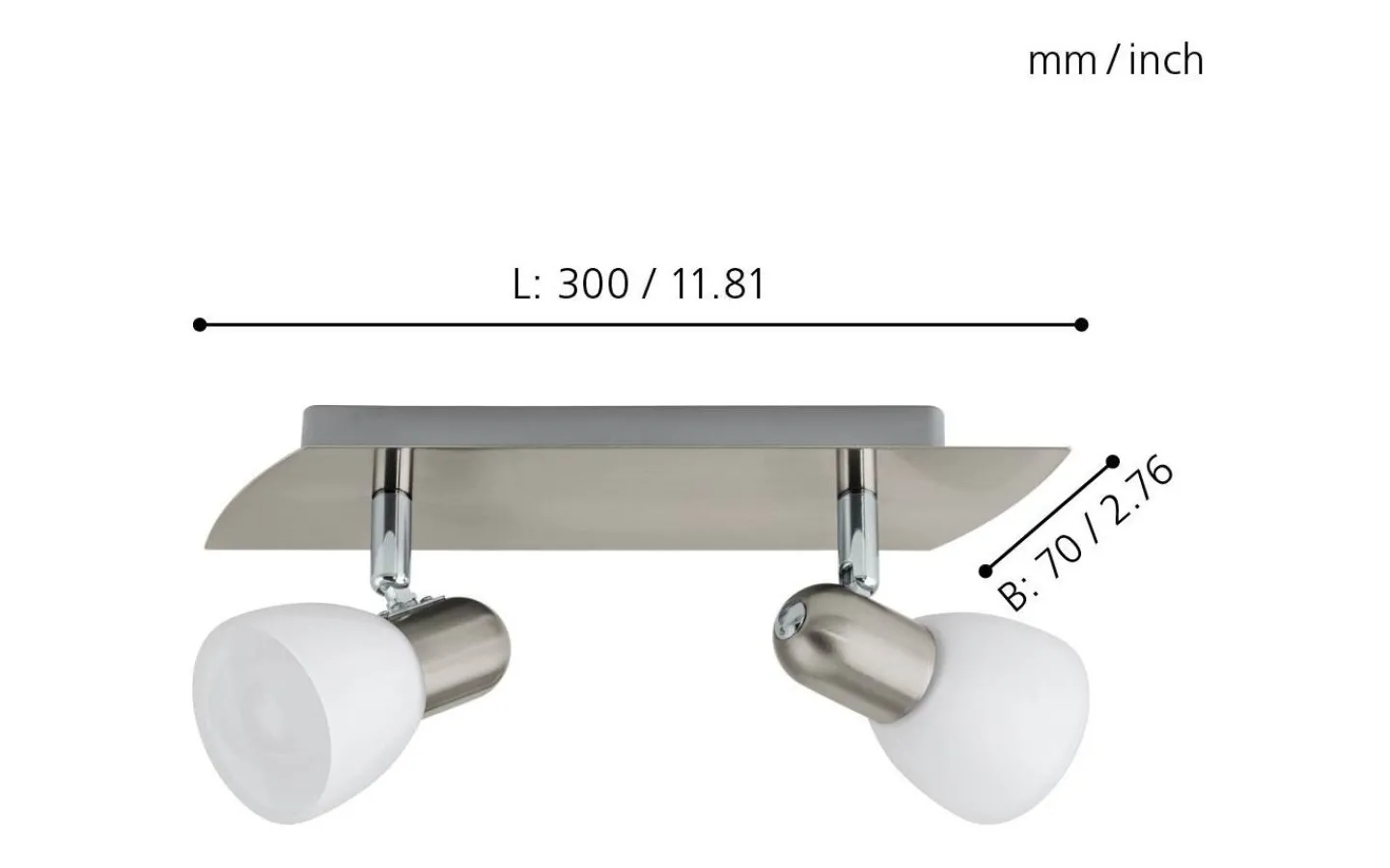 Eglo Enea Takspotlight 30cm Nickel* Avlånga Takspotlights|Takspot Med 2 Lampor