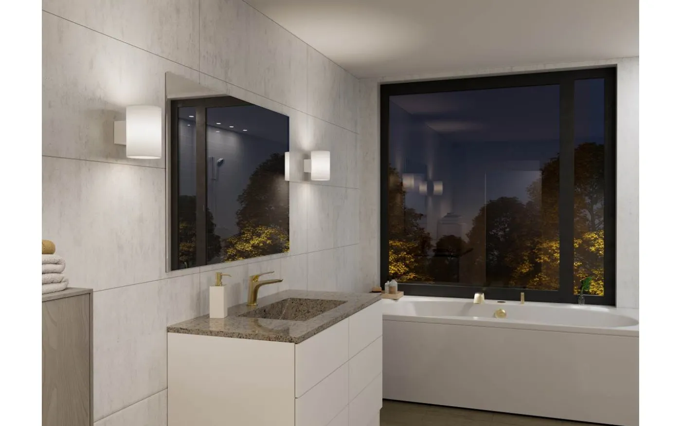 Evoke L Vägglampa Vit/Opalglas IP44