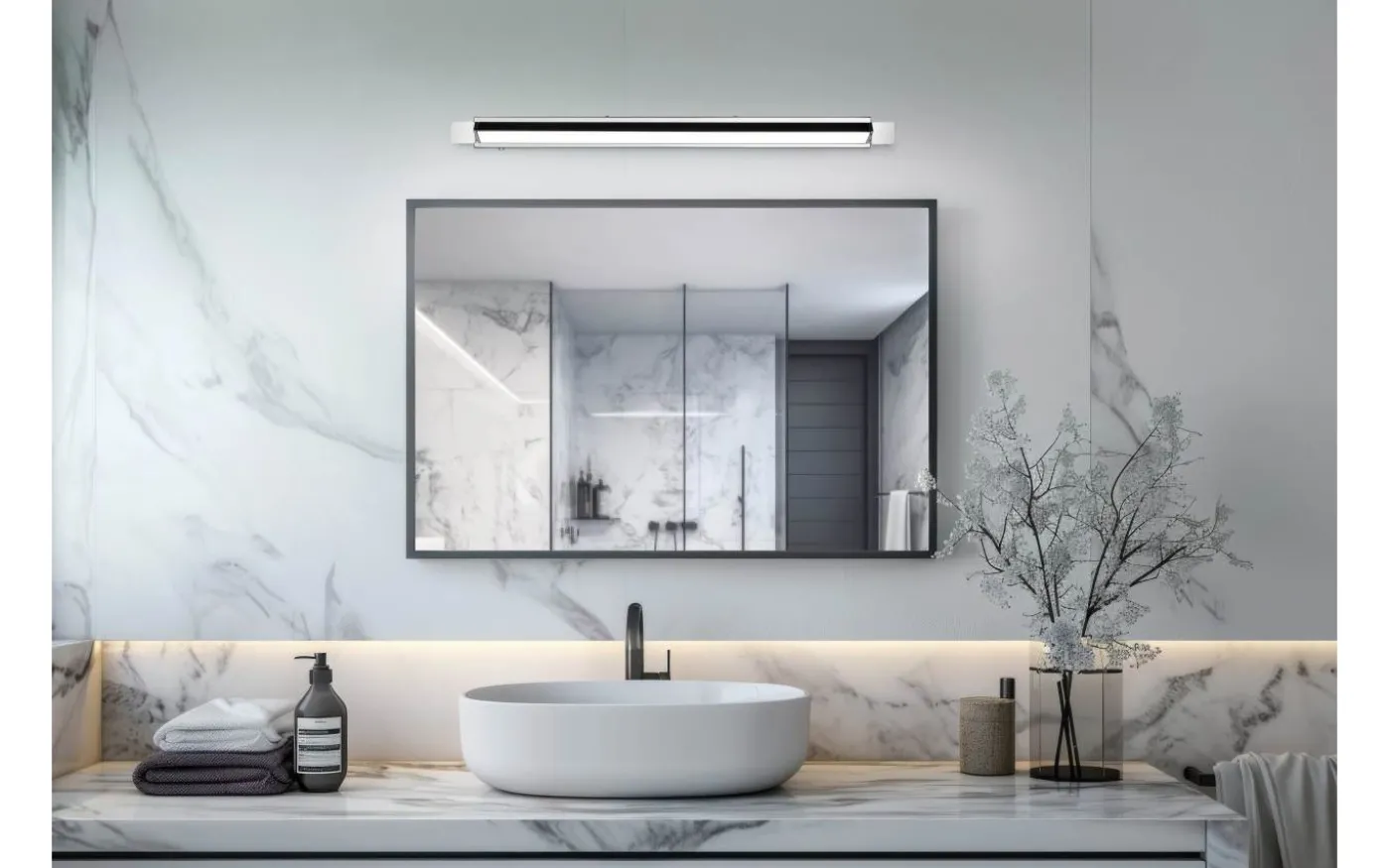 Fabrizio Vägglampa LED 80cm krom IP44