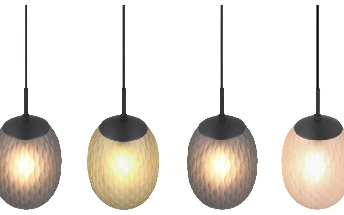 Trio Lighting Facette Taklampa 4-st E27 mattsvart/flerfärgad* Avlånga Taklampor