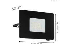 Eglo Faedo 3 Strålkastare LED 5000K 53W Svart IP44* Led Strålkastare