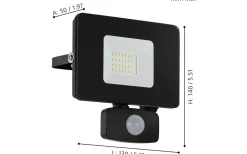 Led Strålkastare<Eglo Faedo 3 Strålkastare Rörelse LED 5000K 20W Svart IP44