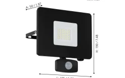 Faedo 3 Strålkastare Rörelse LED 5000K 31W Svart IP44