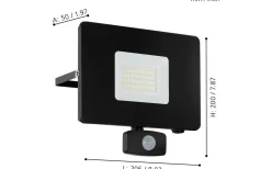 Eglo Faedo 3 Strålkastare Rörelse LED 5000K 53W Svart IP44* Led Strålkastare