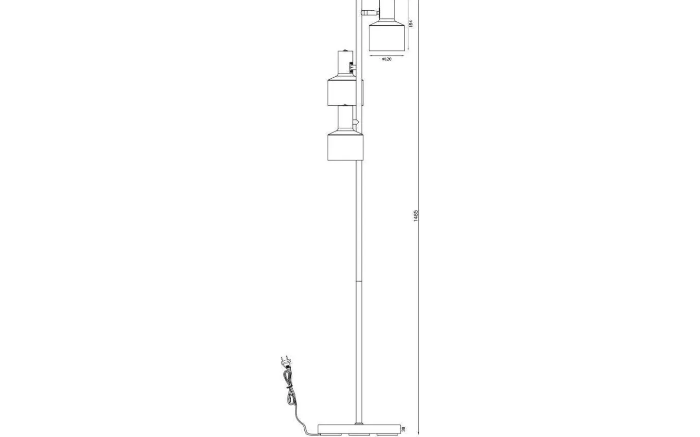 Aneta Ferdinand Golvlampa 150cm Svart* Golvläslampor