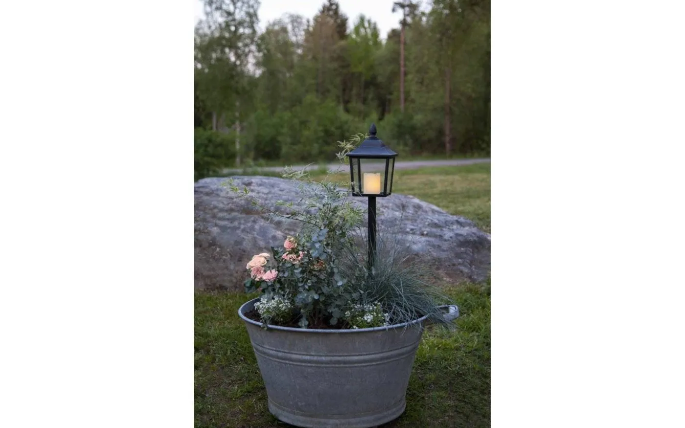 Flame Batteridriven Ljuslykta 52cm Timer 120h Svart