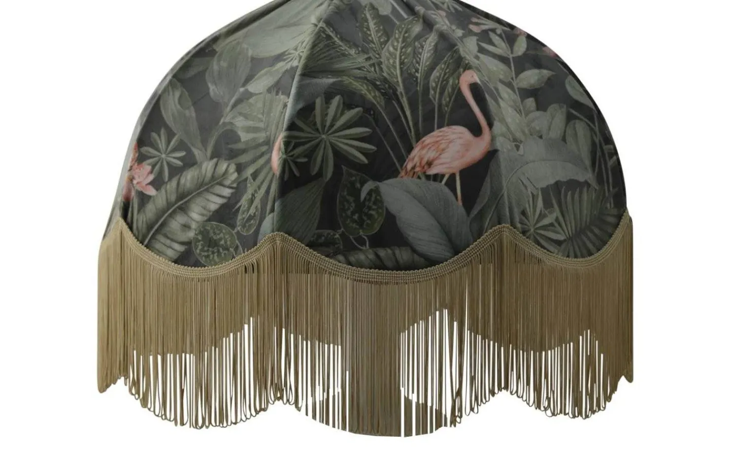 Hallbergs Flamingo Jungle Lampskärm Ø50cm Lyxfrans Guld* Mönstrade Lampskärmar
