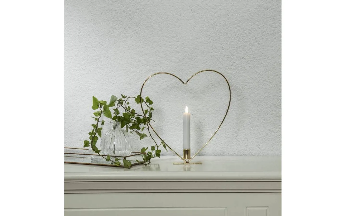 Star Trading Flamme Batteridriven Bordsdekoration Hjärta 28cm Mässing* Inomhusdekorationer Batteri|Flamme Batteriljus (Hela Serien)