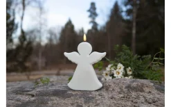 Flamme Batteridriven Gravljus Angel 18cm Timer 200h Vit IP44