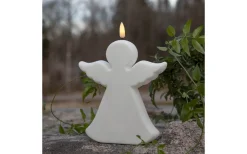 Flamme Batteridriven Gravljus Angel 18cm Timer 200h Vit IP44