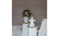 Flamme Batteridriven Gravljus Angel 18cm Timer 200h Vit IP44