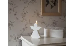 Flamme Batteridriven Gravljus Angel 18cm Timer 200h Vit IP44