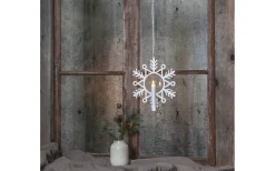 Flamme Batteridriven Hängande Dekoration Snöflinga 29cm Vit