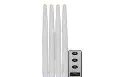 Flamme Batteriljus (Hela Serien)|Flamme Batteriljus (Hela Serien)<Star Trading Flamme Batteridrivna Antikljus 29cm 4-Pack med Fjärr. Vit