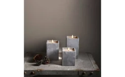 Star Trading Flamme Cem Batteridrivet Blockljus 12cm Grå* Flamme Batteriljus (Hela Serien)|Flamme Batteriljus (Hela Serien)