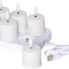 Flamme Charge Uppladdningsbara Votivljus 6st Vit