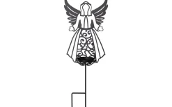 Flamme Deco Batteridrivet Gravljus Ängel 48cm Timer 25000h Vit IP44