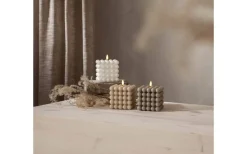 Flamme Batteriljus (Hela Serien)|Flamme Batteriljus (Hela Serien)<Star Trading Flamme Dot Batteridrivet Blockljus 12,5cm Beige