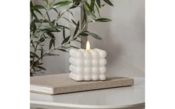 Flamme Dot Batteridrivet Blockljus 9,5cm Vit