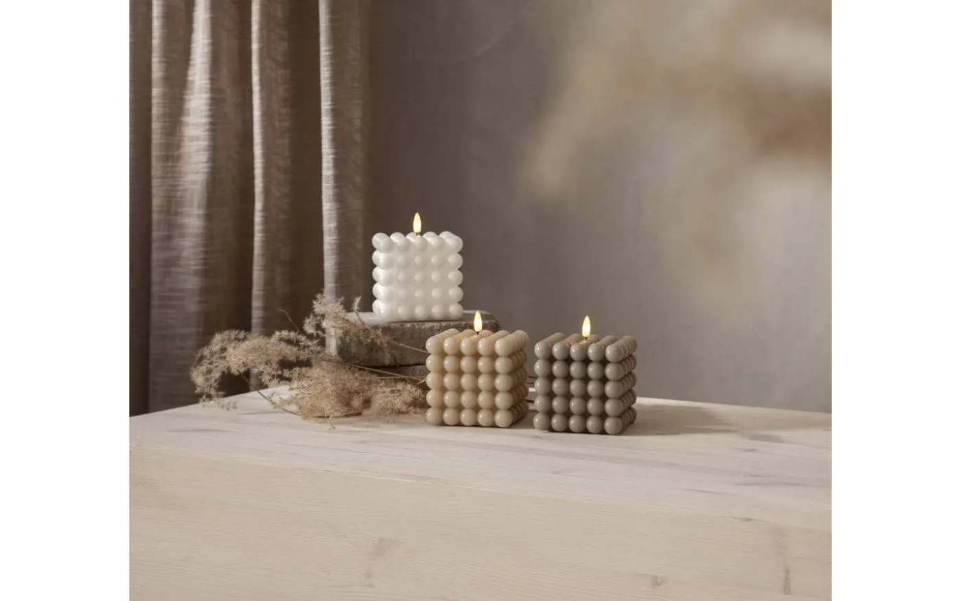 Flamme Dot Batteridrivet Blockljus 12,5cm Vit