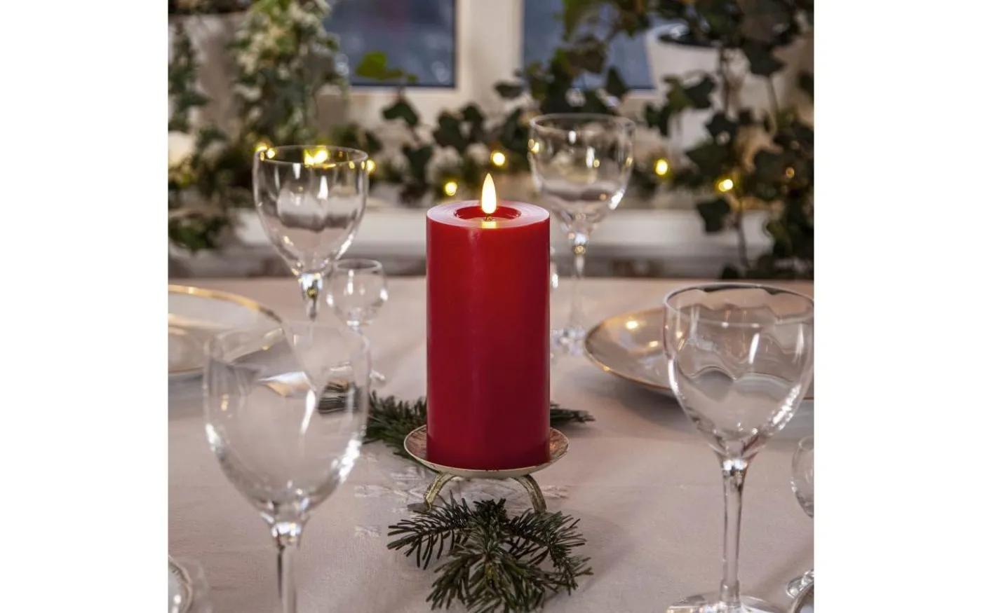 Flamme Flow Batteridrivet Blockljus 17,5cm Röd