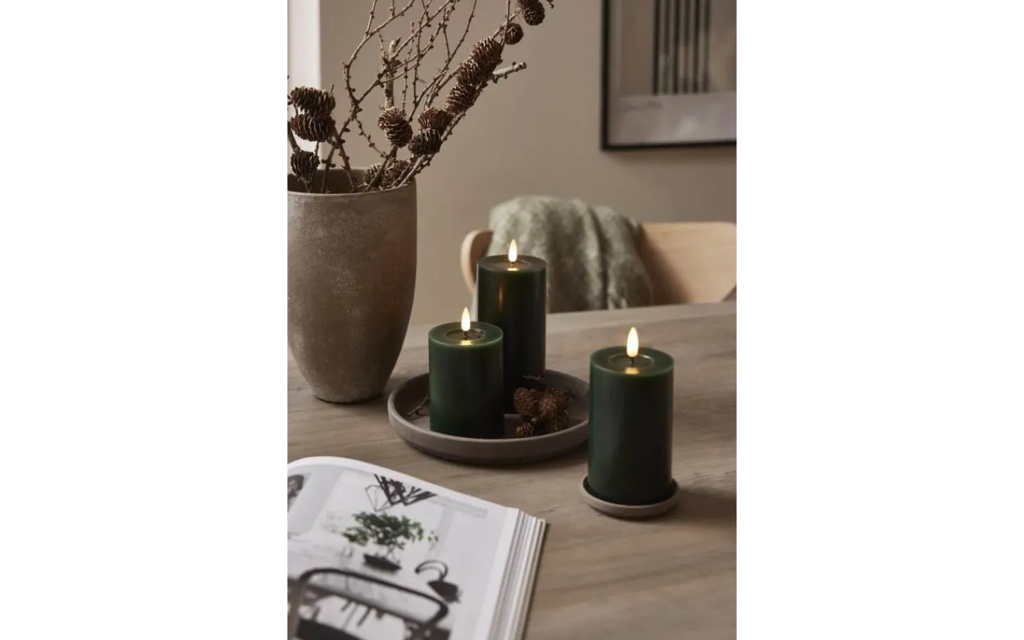 Flamme Batteriljus (Hela Serien)|Flamme Batteriljus (Hela Serien)<Star Trading Flamme Flow Batteridrivet Blockljus 17,5cm Grön