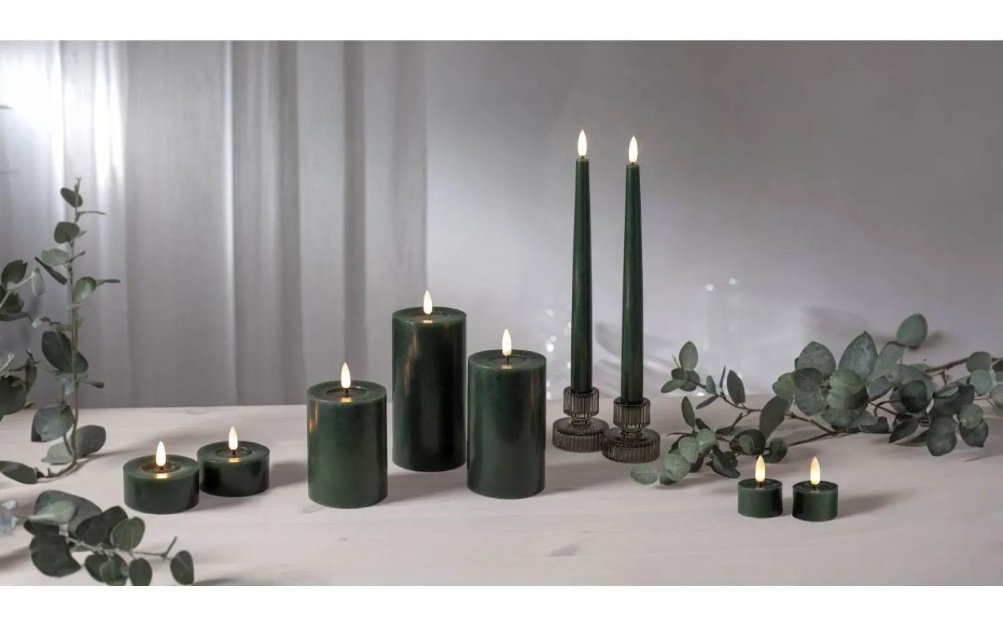 Flamme Batteriljus (Hela Serien)|Flamme Batteriljus (Hela Serien)<Star Trading Flamme Flow Batteridrivet Blockljus 17,5cm Grön