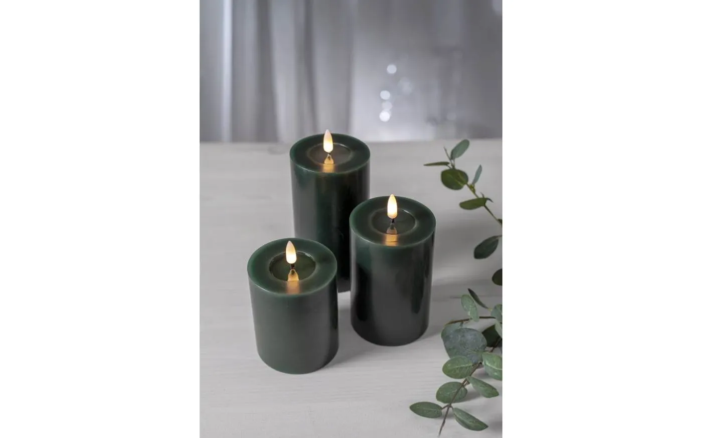 Flamme Flow Batteridrivet Blockljus 12,5cm Grön