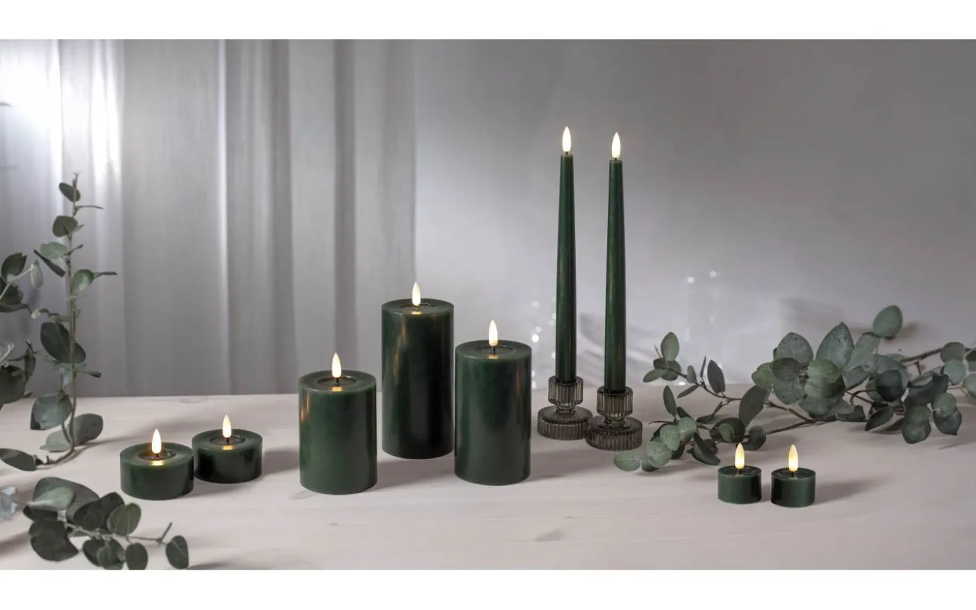 Flamme Flow Batteridrivet Blockljus 12,5cm Grön