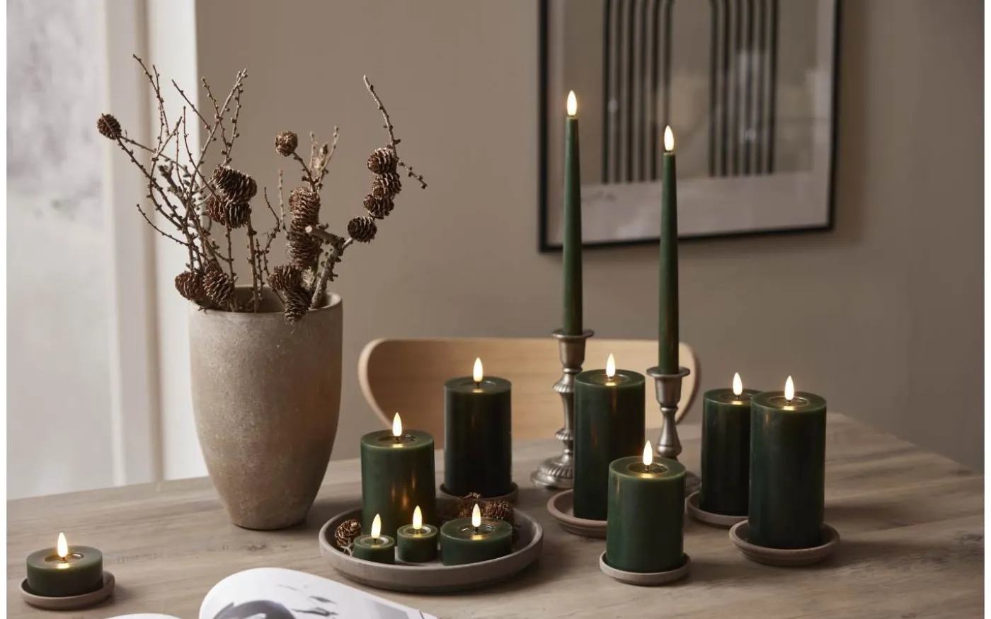 Flamme Flow Batteridrivet Blockljus 12,5cm Grön