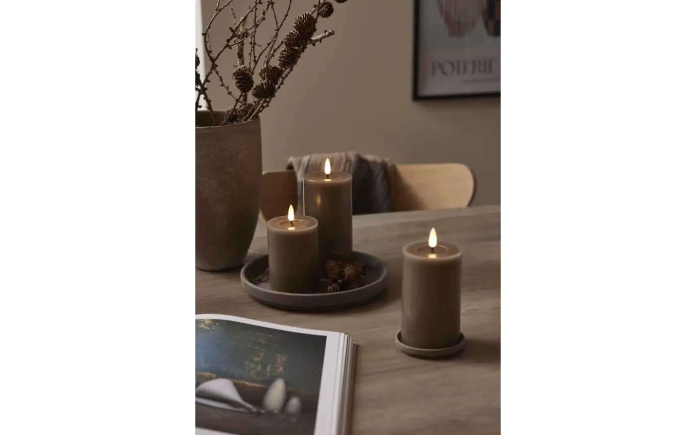 Flamme Flow Batteridrivet Blockljus 17,5cm Mullvad