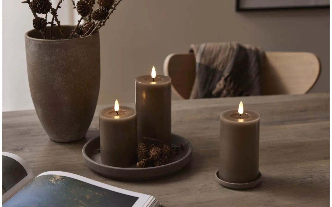 Flamme Flow Batteridrivet Blockljus 17,5cm Mullvad