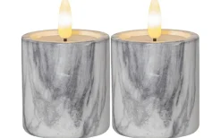 Flamme Batteriljus (Hela Serien)|Flamme Batteriljus (Hela Serien)<Star Trading Flamme Marble Batteridrivna Blockljus 9cm 2-pack Grå