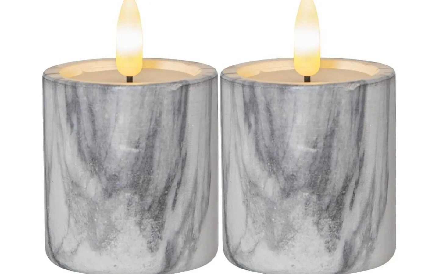 Flamme Batteriljus (Hela Serien)|Flamme Batteriljus (Hela Serien)<Star Trading Flamme Marble Batteridrivna Blockljus 9cm 2-pack Grå