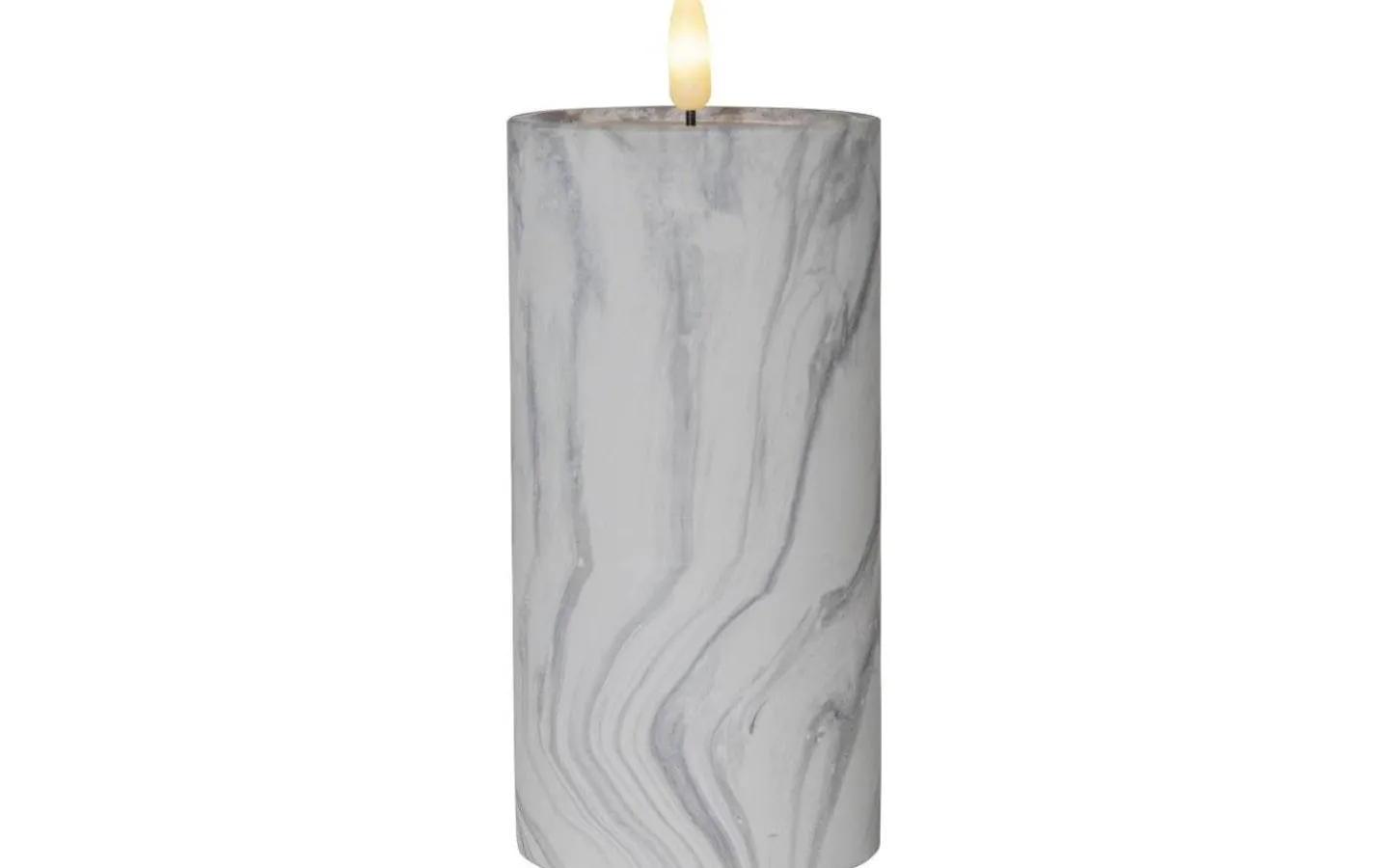 Flamme Batteriljus (Hela Serien)|Flamme Batteriljus (Hela Serien)<Star Trading Flamme Marble Batteridrivet Blockljus 18cm Grå