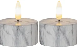 Flamme Marble XL Batteridrivna Värmeljus Ø55mm 2-Pack Grå