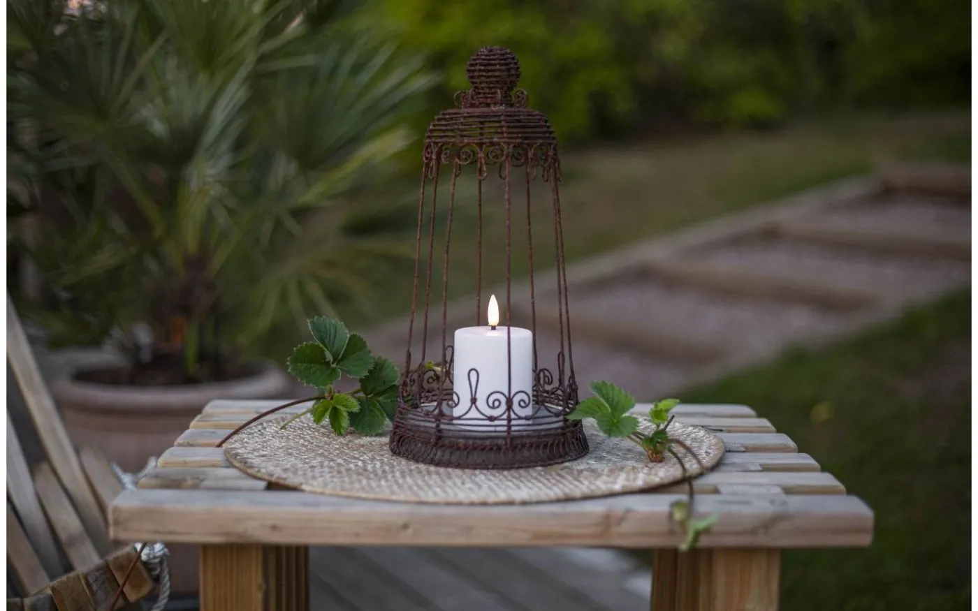 Flamme Paula Blockljus 10cm Utomhusbruk Timer/Sensor Vit 2000h