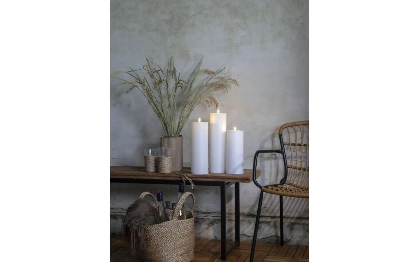 Flamme Batteriljus (Hela Serien)|Flamme Batteriljus (Hela Serien)<Star Trading Flamme Rak Blockljus 27,5cm Vit IP44