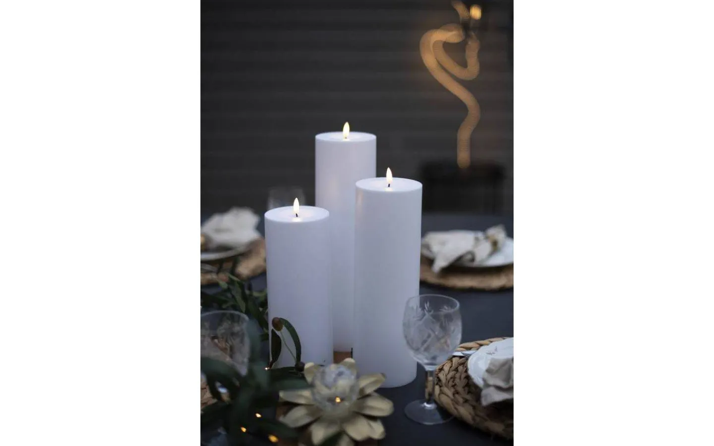 Flamme Batteriljus (Hela Serien)|Flamme Batteriljus (Hela Serien)<Star Trading Flamme Rak Blockljus 27,5cm Vit IP44