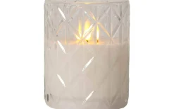 Flamme Romb Batteridriven Ljuslykta 13cm Vit