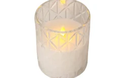 Flamme Romb Batteridriven Ljuslykta 13cm Vit