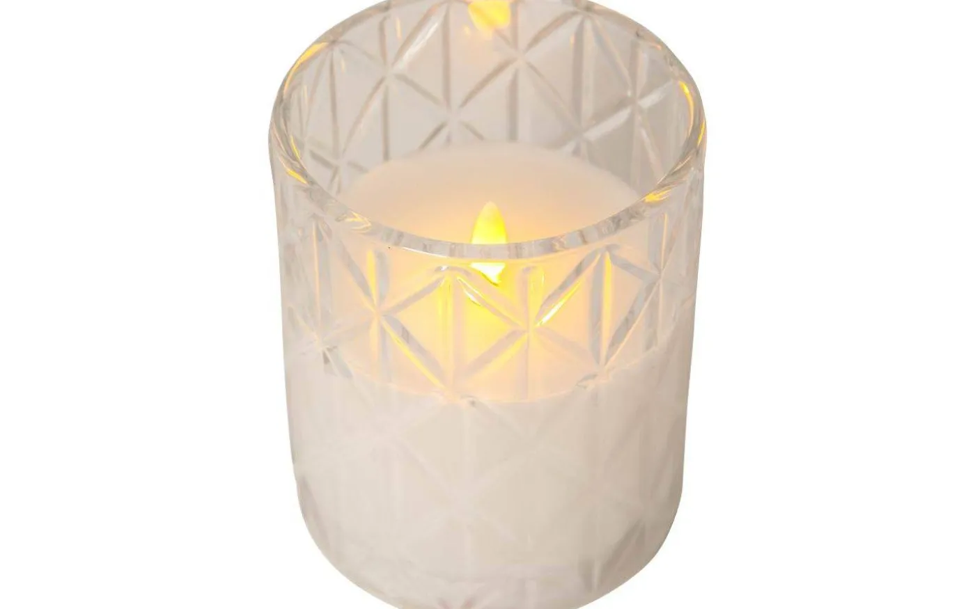 Flamme Romb Batteridriven Ljuslykta 13cm Vit