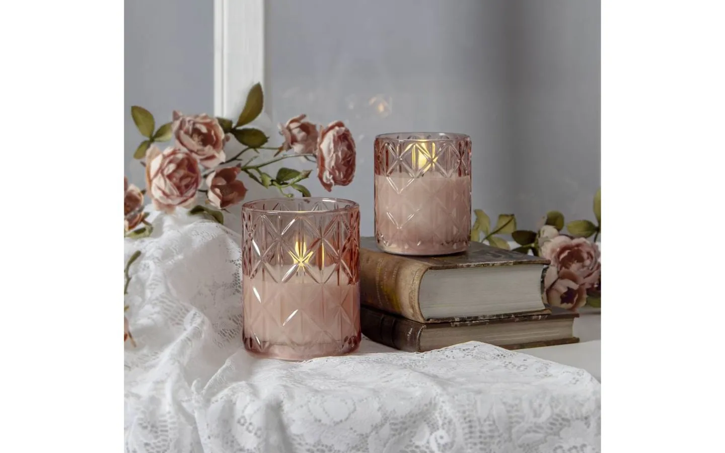 Flamme Batteriljus (Hela Serien)|Flamme Batteriljus (Hela Serien)<Star Trading Flamme Romb Batteridriven Ljuslykta 10cm Rosa