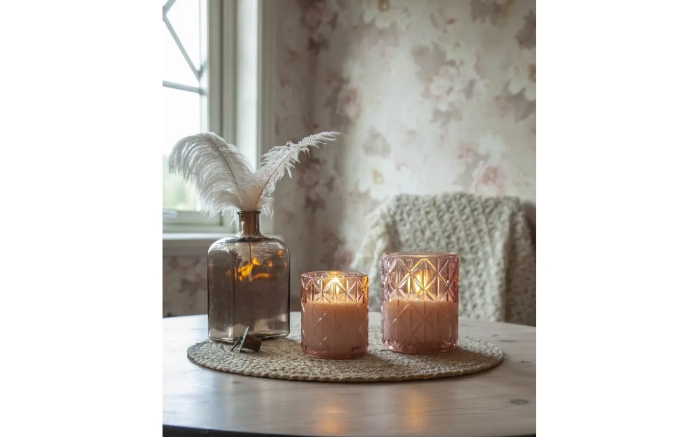 Flamme Batteriljus (Hela Serien)|Flamme Batteriljus (Hela Serien)<Star Trading Flamme Romb Batteridriven Ljuslykta 10cm Rosa