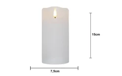 Flamme Rustic Batteridrivet Blockljus 15cm Vit