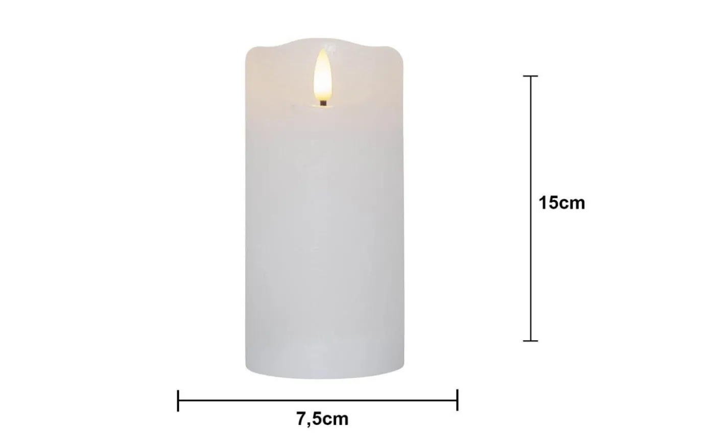 Flamme Rustic Batteridrivet Blockljus 15cm Vit